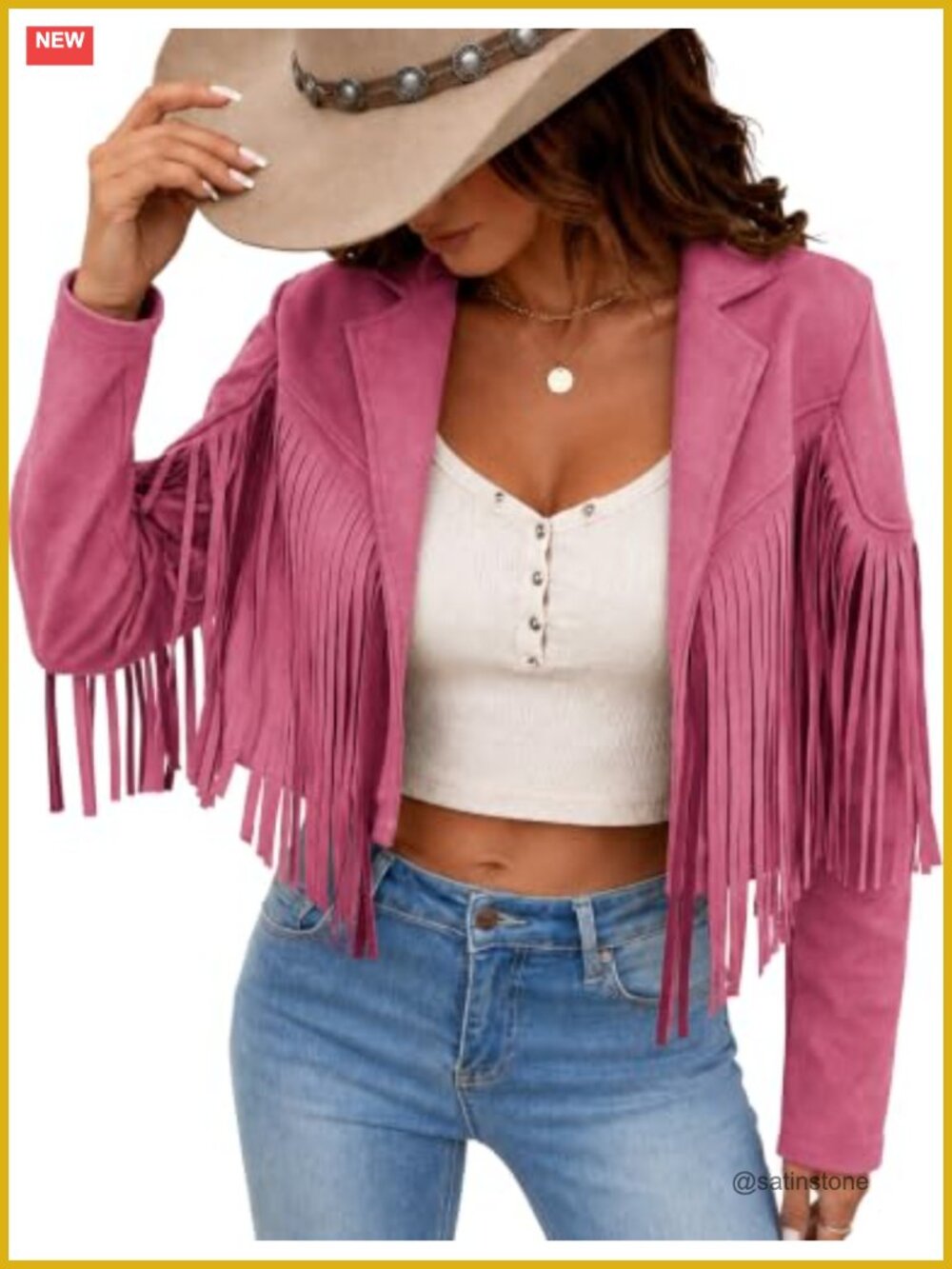 Faux Suede Fringe Tassel Jacket Cropped Western Cowgirl